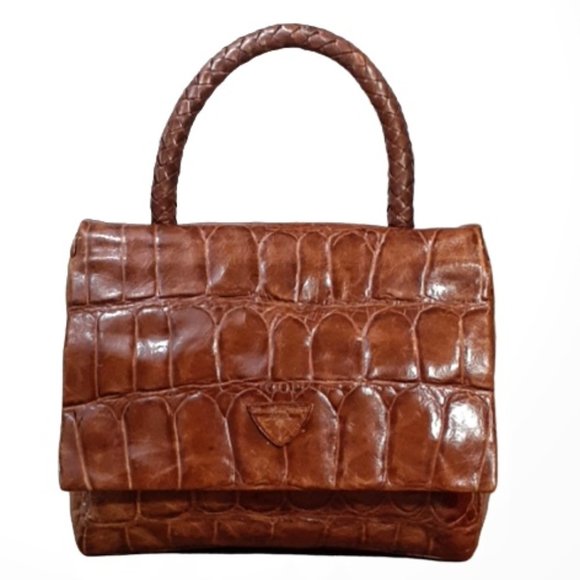 Vintage Handbags - Vintage Joop! Moc Croc Handmade Leather Handbag